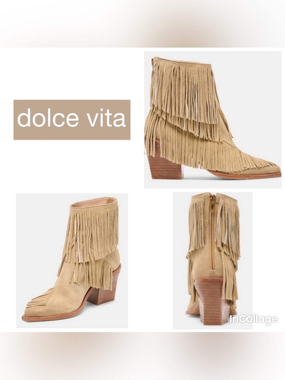 Dolce Vita NWOT Torey Taupe Suede Fringe Ankle Boots